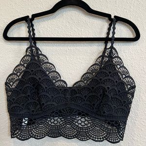 NWOT Intimately Free People Bralette blue scalloped smocked size Large